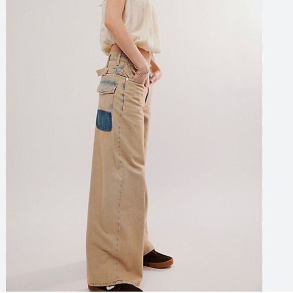 NEW Free People We The Free Jeans Waterfalls baggy wide leg denim pants 26 - Picture 3 of 12